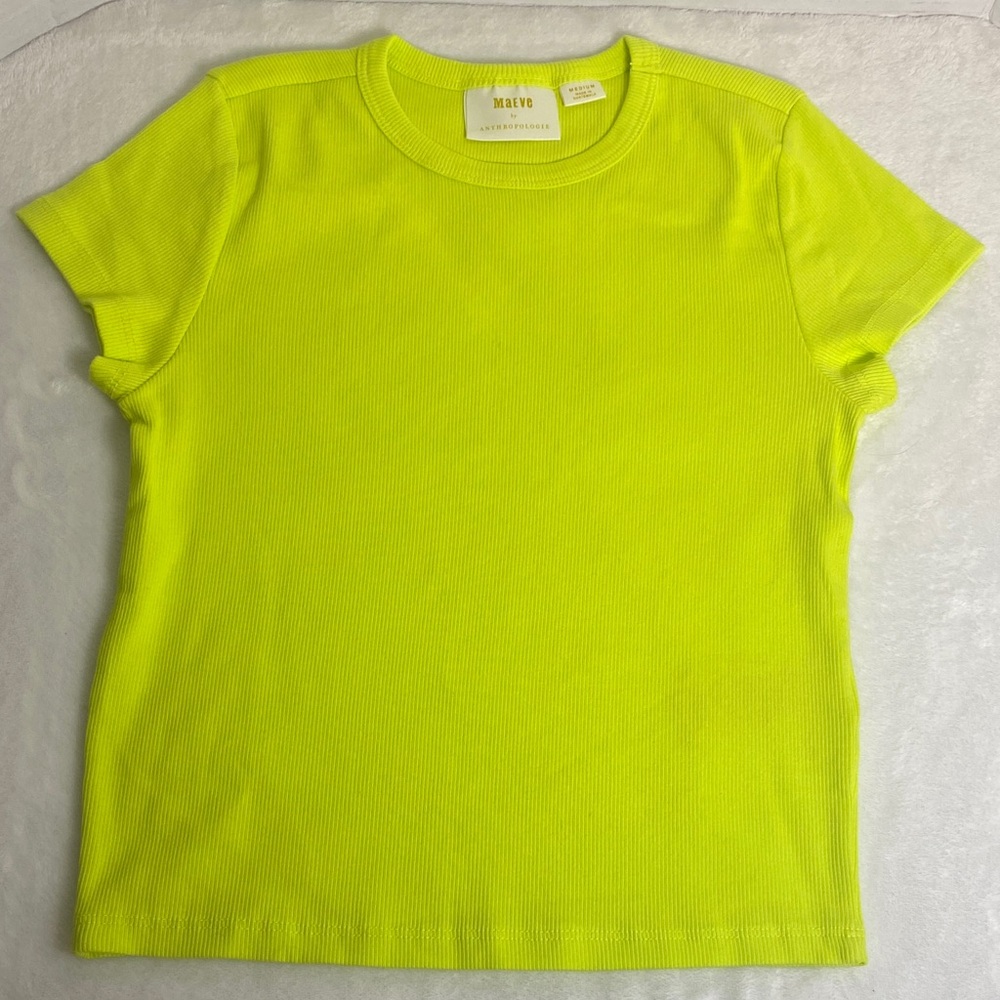 NWOT Maeve by Anthropology Neon Yellow Kids T-Shirt Size Medium